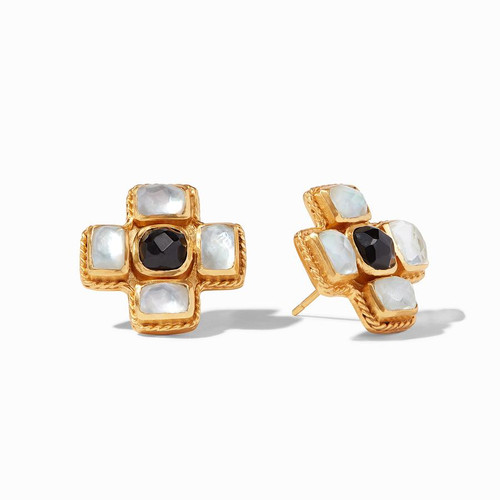 Savoy Earring- Iridescent Clear Crystal and Black