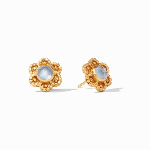 Colette Stud Gold Iridescent Chalcedony Blue