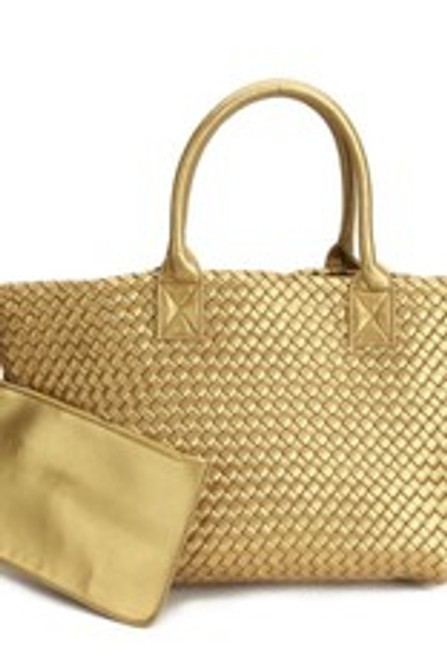 Large Woven Tote, Gold