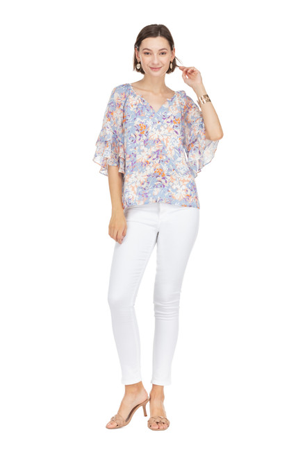 Flared Sleeve Top-Floral Breeze