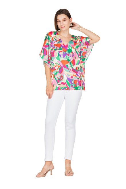 V-Neck Pull Over-Fruit Abstract