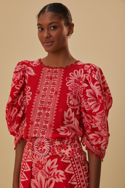 FLORA TAPESTRY RED BLOUSE