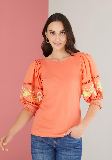 CHARLOTTE TOP FLORAL EMBROIDERY