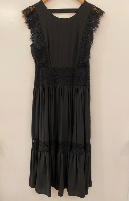 Lace Trim Midi, Black