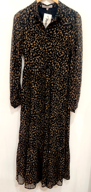 Leopard Chiffon Maxi, Black