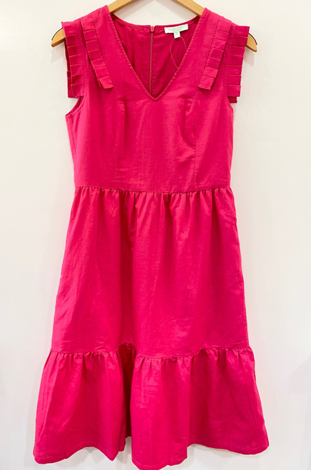 Pleaty Tiered Dress, Fuchsia