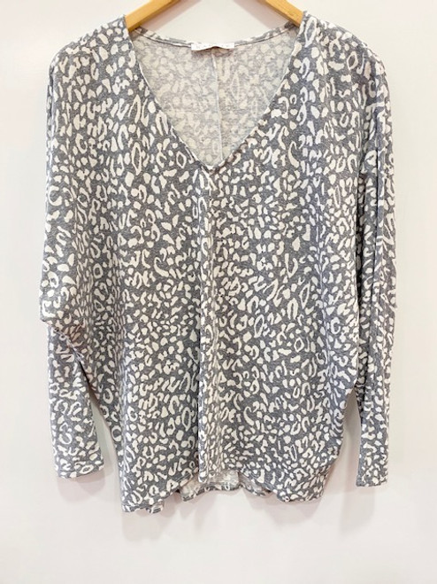 Leopard Dolman Top, Grey