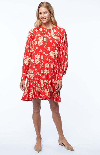 Fiona Floral Dress, Scarlet