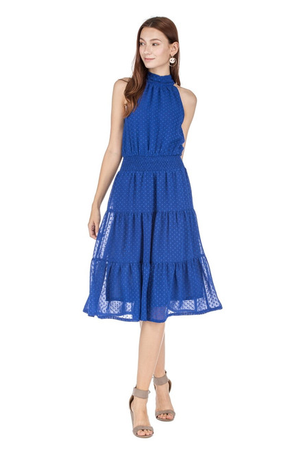 Cinched Waist Halter Dress, Royal