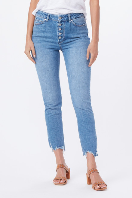 Sarah Slim w Exposed Buttonfly - Darcene Distressed w Ultra Demolished Hem