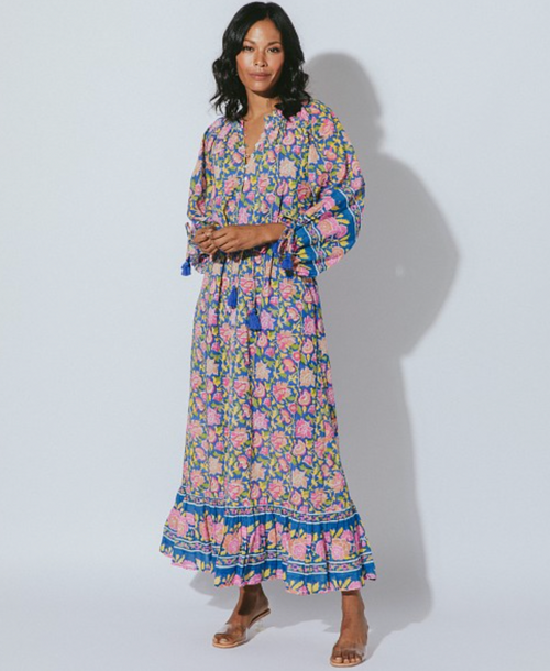 Hilo Kaftan Dress -Tahiti Block