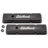 Edelbrock Signature Series Short Valve Covers Steel Black for Small Block Chevy