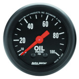 AutoMeter Z Series Oil Pressure Gauge 52mm 0-100 PSI Mechanical Black 2604