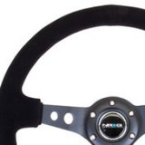 NRG RST-006-S 350mm Black Suede Steering Wheel Black Stitch Cutout Spokes