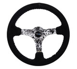 NRG Reinforced 350mm Black Suede Steering Wheel with Digi-Camo Spokes