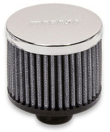 Moroso Universal Chrome Valve Cover Breather Reusable Steel Round Black Push-In