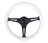 NRG Classic Wood Grain Steering Wheel 350mm Glow Green Grip ST-015BK-GL