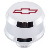 Proform Slant Edge Breather Cap 1-1/4 In Push In Chrome Red Bowtie Logo