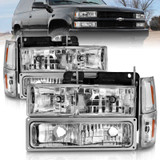 ANZO Crystal Headlights GMC R2500 C3500 1988-1991 Clear Black Pair Set