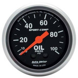 Auto Meter SPRTCMP Oil Pressure Gauge 0-100 PSI Mechanical Automotive