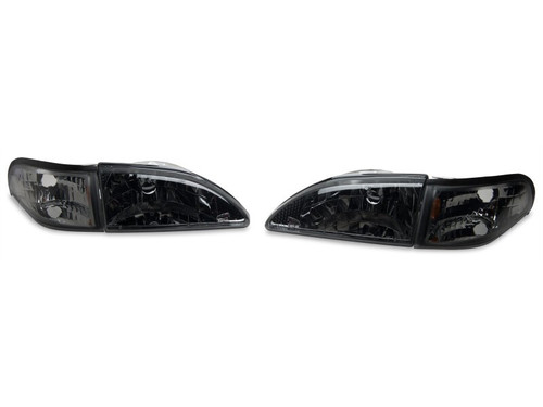 Raxiom 94-98 Mustang Cobra Style Black Housing Headlights Pair DOT Approved
