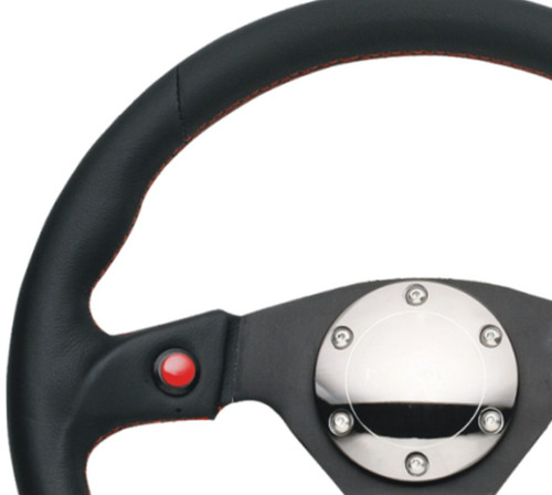 NRG Universal 320mm Black Leather Steering Wheel  Reinforced with Dual Buttons