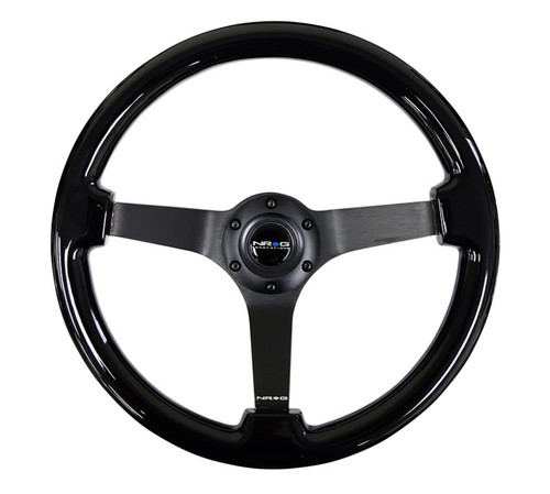 NRG Reinforced 350mm Steering Wheel Black Black Chrome 3-Spoke Center