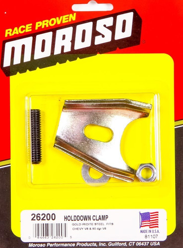 Moroso Heavy Duty Steel Distributor Hold Down Cadmium for Chevy V6/V8 Engines