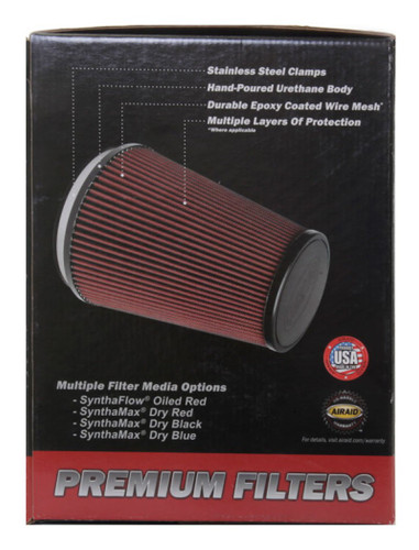 Airaid High Flow Air Filter For Universal Intake 6in Oval Tapered Red 720-476