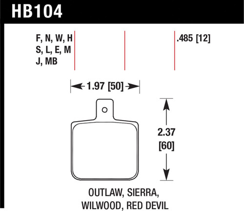 HAWK BRAKE DR97 Race Brake Pad Set for Wilwood Dynalite Single Caliper