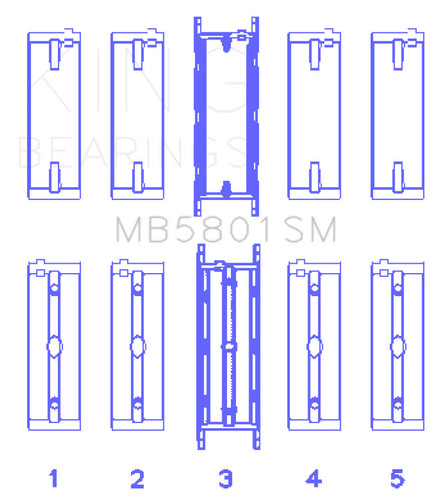 King MB5801SM Main Bearing Set for BMW N63 4.4L 2010-13 | OE Replacement