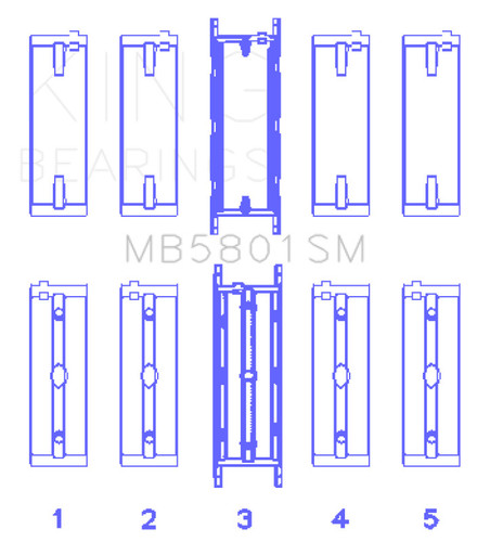 King MB5801SM Main Bearing Set for BMW N63 4.4L 2010-13 | OE Replacement