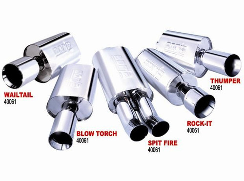 Borla Boomer Thumper Oval Muffler 2.25in Center Inlet 4in Round Side Exit