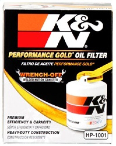 K&N For Chevy GMC Buick Pontiac HP-1001 High Flow Performance Gold Oil Filter