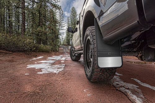 Husky Liners Universal 12in Wide Black Rubber Front Mud Flaps with Weight for