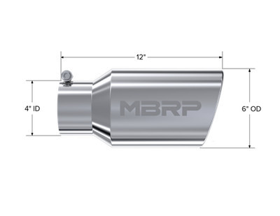 MBRP T5073 Exhaust Tip 6in OD Polished Stainless Steel 4in Inlet Bolt-On