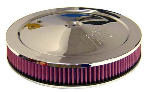 For K&N 60-1263 14" Custom Round Air Cleaner Assembly Red Filter Chrome Top