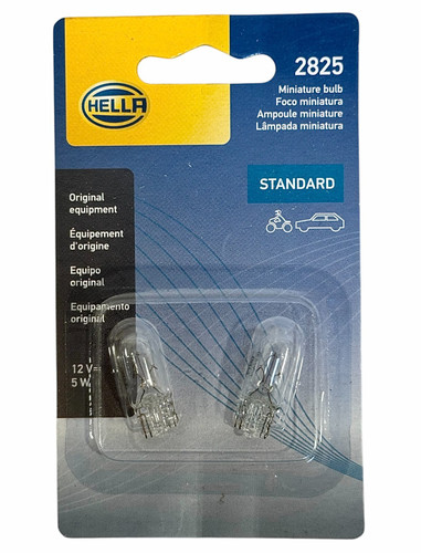 HELLA Bulb 2825 12V 5W 4CP W2.1x9.5d T3.25 (2-Pack)  Backup Light License Plate