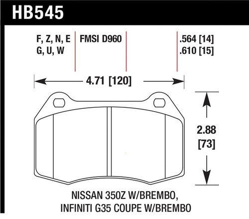 Hawk Performance Ceramic Brake Pads for 2003-2009 Infiniti G35 & Nissan 350Z