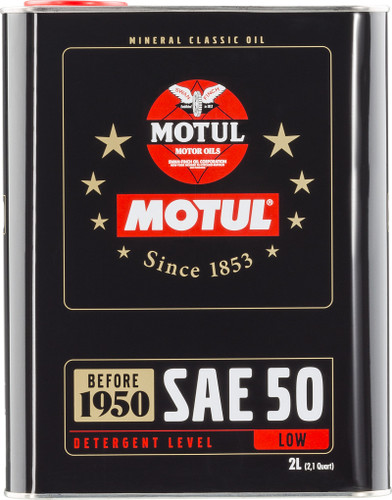 Motul Classic SAE 50 Engine Oil 2L Mineral Gearboxes for Vintage Cars Engines