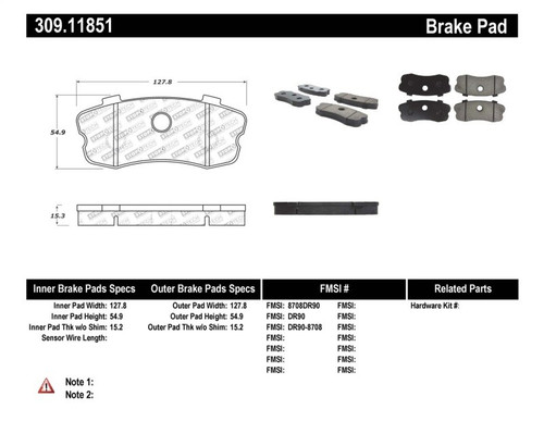 StopTech Rear Performance Brake Pads Chevrolet Corvette 2006-2013 Z06