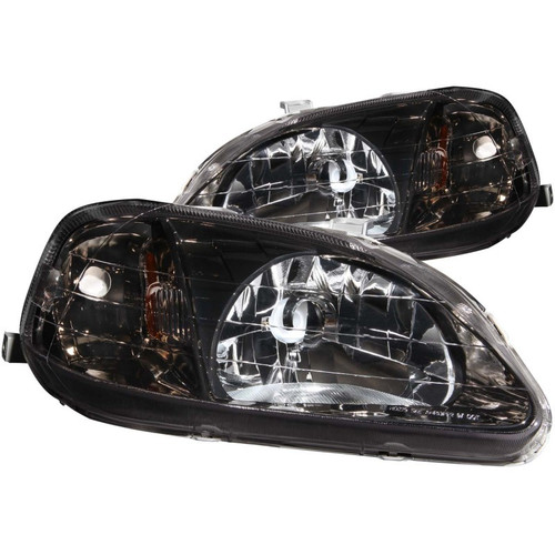 ANZO Crystal Headlights Clear Lens, Gunmetal Housing for 1999-2000 Honda Civic