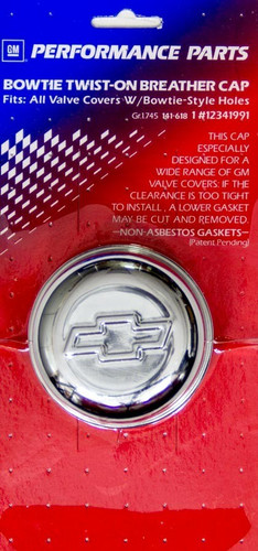 Proform Chrome Twist-On Valve Cover Breather 3" Round  Raised Chevy Bowtie Logo