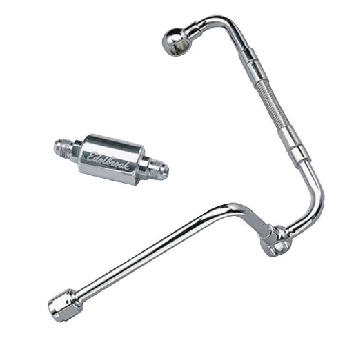 Edelbrock 8128 Dual Feed Fuel Line Kit Thunder AVS Carburetors Chrome