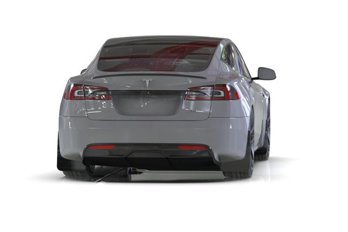 Rally Armor UR Mud Flaps for 2021-2024 Tesla Model S Plaid - Black Red Logo