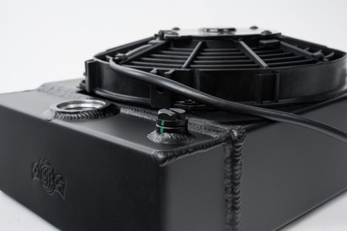 CSF King Cooler Drag Race Radiator w 9in SPAL Fan Black Universal 7065B Alum