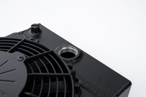 CSF King Cooler Drag Race Radiator w 9in SPAL Fan Black Universal 7065B Alum