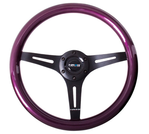 NRG 350mm Classic Wood Grain Steering Wheel Purple Pearl Flake Paint