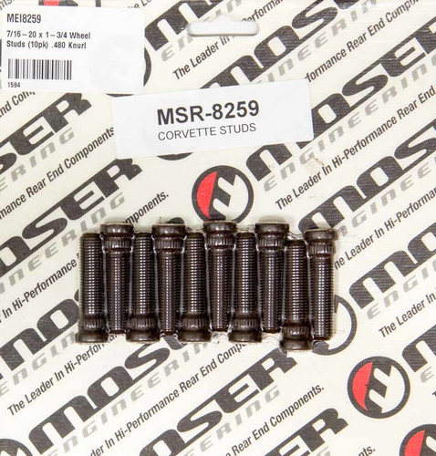 7/16-20 x 1.75" Wheel Studs - Set of 10, Steel, Black Oxide, Moser Engineering