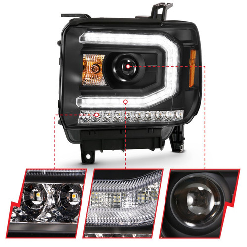 ANZO 2016-2019 GMC Sierra Projector Headlights Sequential Amber Signal